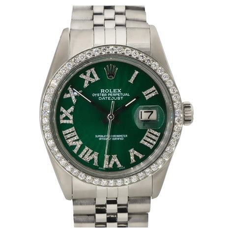 Rolex Datejust 16014 Green Wave Diamond Dial 36mm Watch 